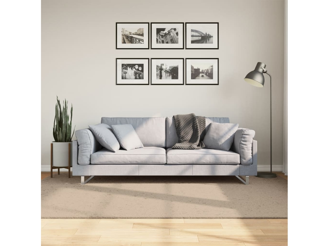 Vidaxl Tapete Pelo Curto Macio E Lavável Huarte 160x230 Cm Cor Areia