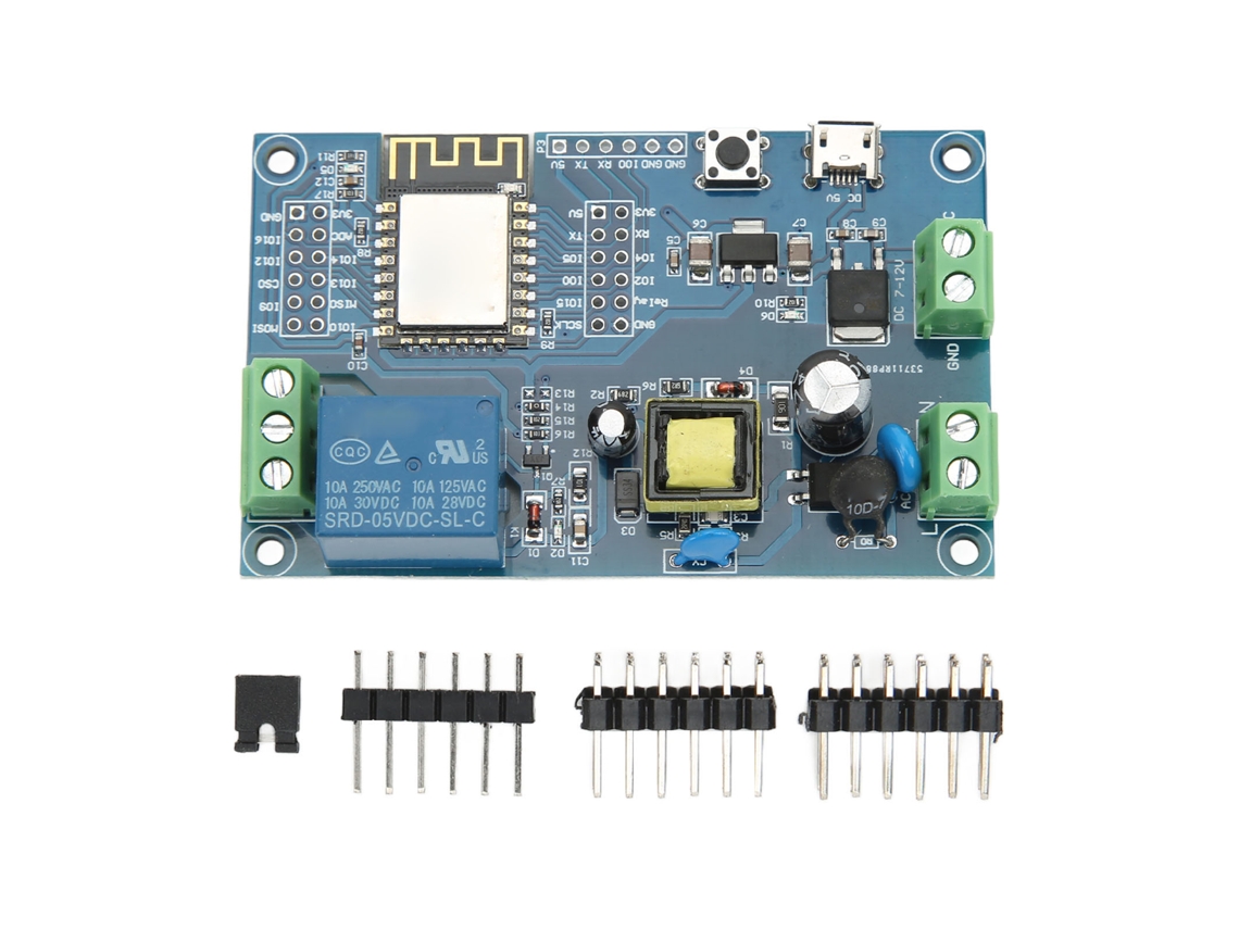 Módulo relé Wi-Fi de 1 canal placa de desenvolvimento ESP8266 90-250V DC 7-12V USB5V controle remoto