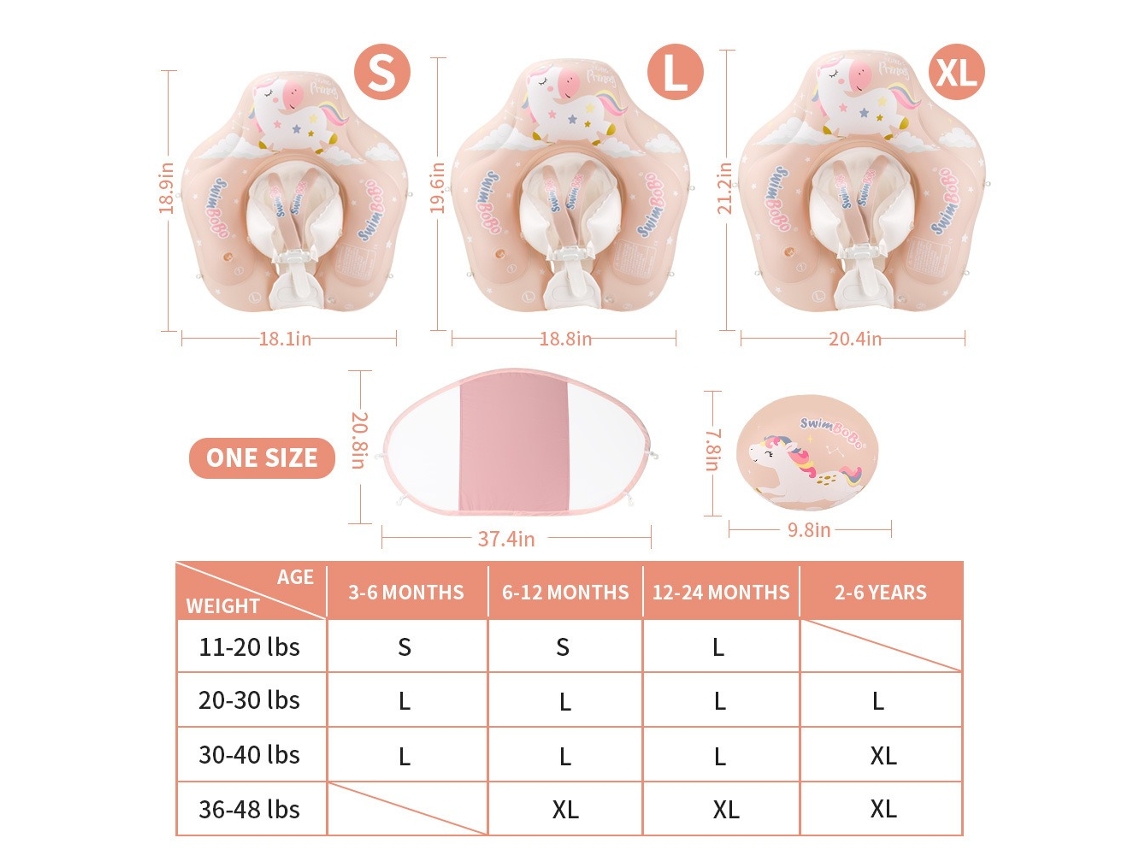 lboia Inflável Para Piscina Infantil Com Guarda-sol Removível, Piscina Flutuante, Treinador De Piscina, Bóia Para Bebês, Piscina -aquaforge