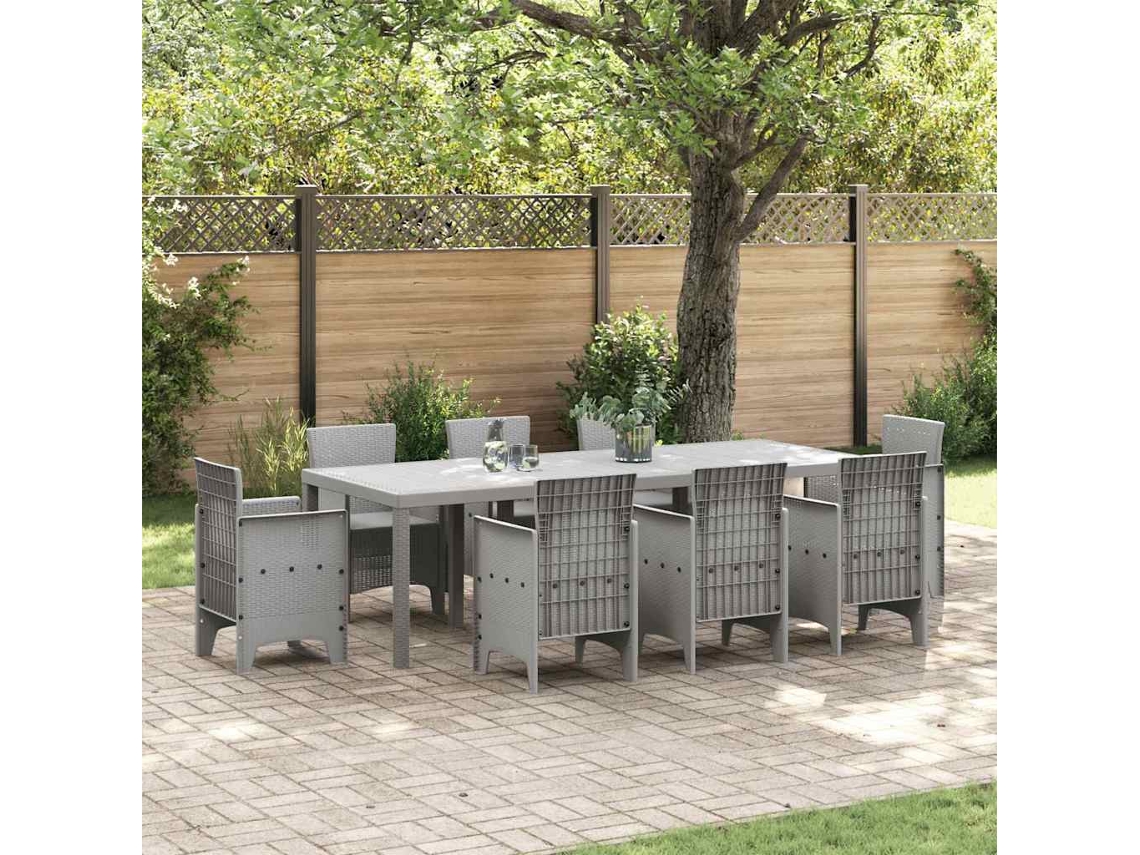 Vidaxl Mesa De Jardim Cinzento-claro 250 X 100 X 73 Cm Vime Pe
