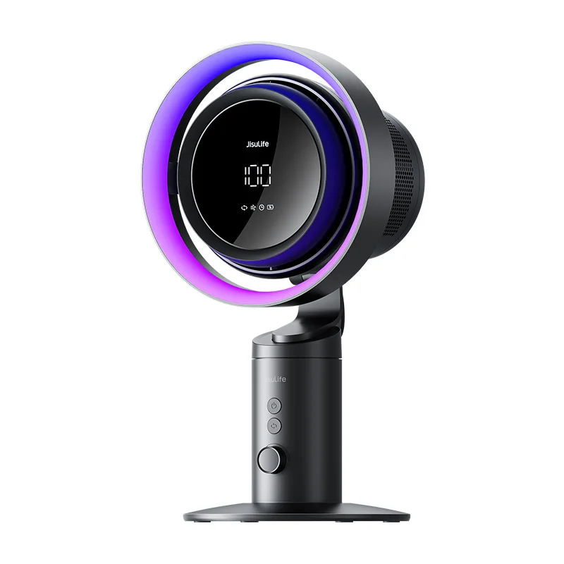 Purificador de Ar de Mesa com Iluminação Rgb, Ventilador Oscilante Tipo Turbina e Bateria de 10000mah. MDUG (cinza Escuro)