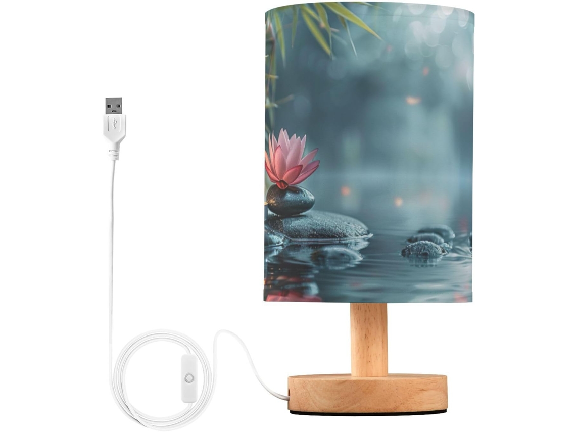 Luminária De Cabeceira Zen Pequena Skyshu Em Pedra Basáltica, Luminária De Mesa Led Usb, Luminária De Cabeceira Com Base
