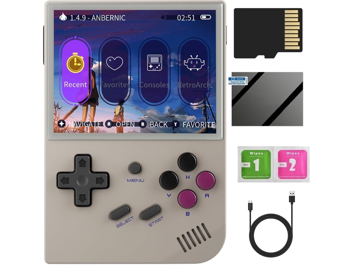 Console Portátil Retrô com Mais de 5.500 Títulos Clássicos, Tela Ips de 3,5 Polegadas, 64gb AQUAFORGE