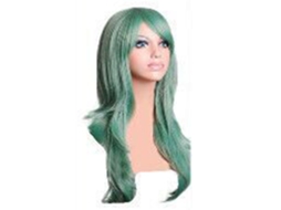 Peluca De Cosplay De Cor Verde Menta Com Riscos Longos Ondulados E Resistente Ao Calor Para Mulheres