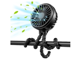 Mini Ventilador De Carrinho Para Bebê, Ventilador Portátil Pequeno Recarregável E Portátil, 3 Velocidades Ajustáveis Preto Yizhood