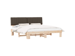 Estrutura de Cama com Cabeceira Estofada Cinzento Acastanhado MAISON EXCLUSIVE