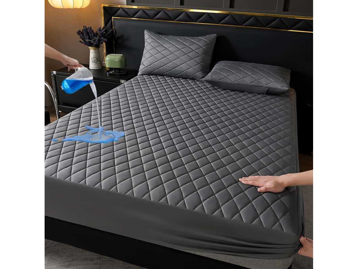 Lençol Com Elástico Impermeável,90x200cm, Protetor De Colchão Antiderrapante, Adequado Para Uso Doméstico E No Quarto Cinza Escuro Hexinyigjly