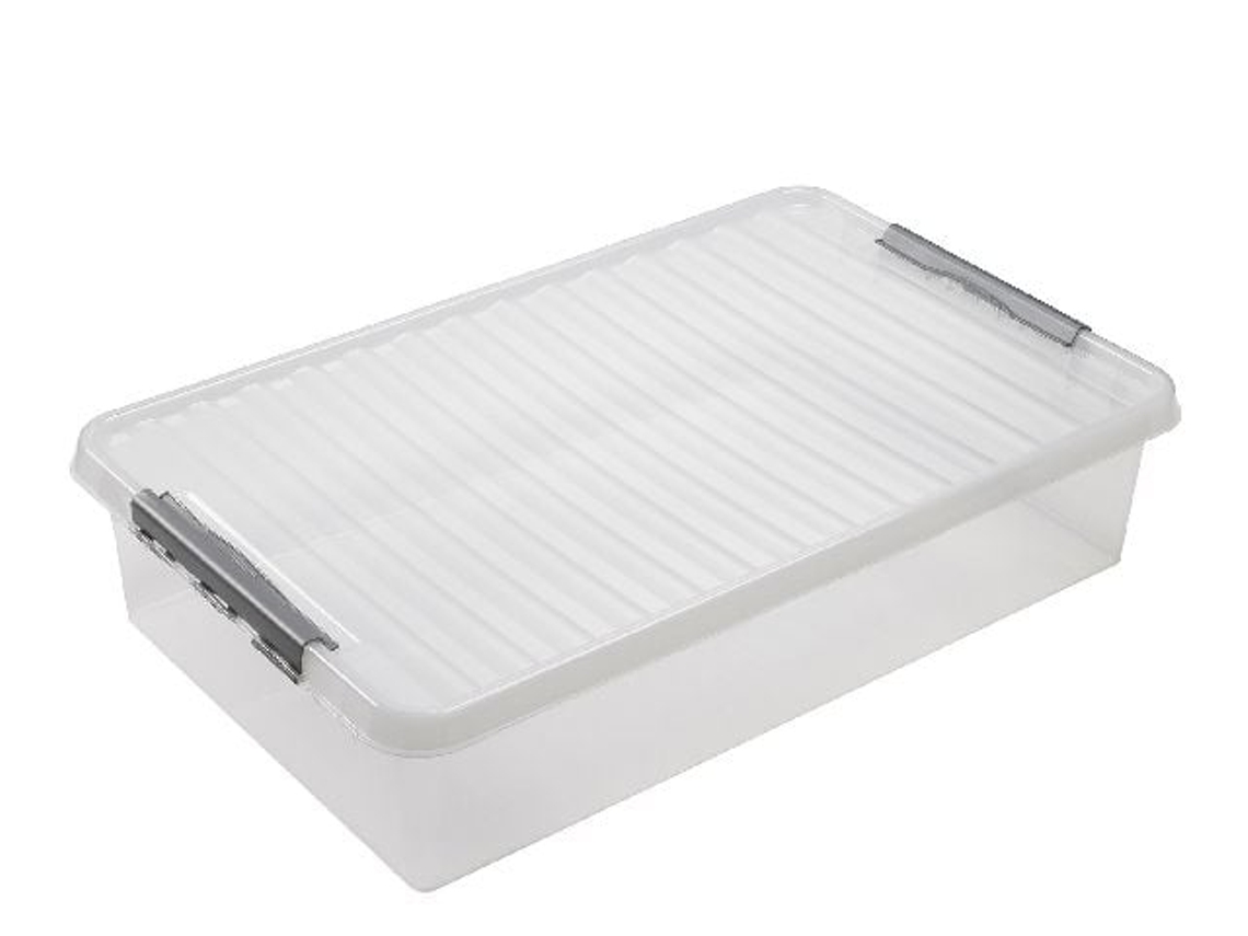 Caixa De Armazenamento Sunware Q Line De 60 Litros, Em Plástico Transparente E Empilhável.