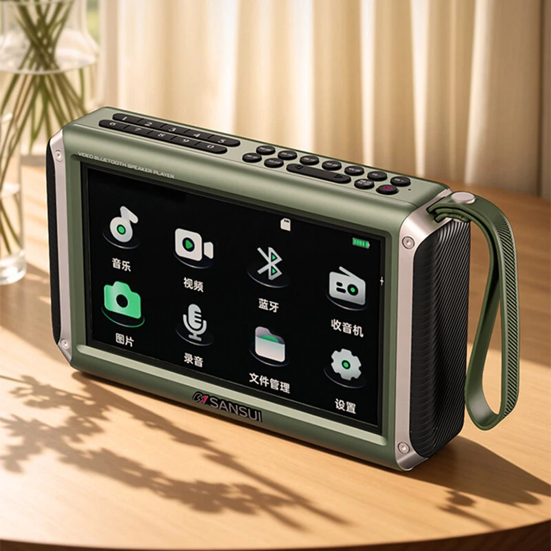 Coluna Bluetooth Sem Fios Sansui F55, Ecrã Led De 7 Polegadas, Rádio, Buzina Magnética Interna Dupla, Graves Profundos, Rádio Fm Portátil, Ranhura Par
