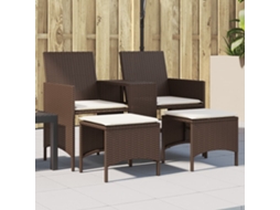 Sofá De Jardim 2 Lugares Com Mesa E Bancos Vime Pe Marrom Dkd Home Decor
