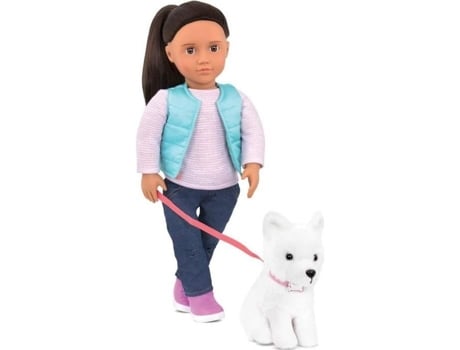 Boneca OUR GENERATION 46 Cm com Cachorrinha Cassie Rosa para Crianças a Partir de 3 Anos