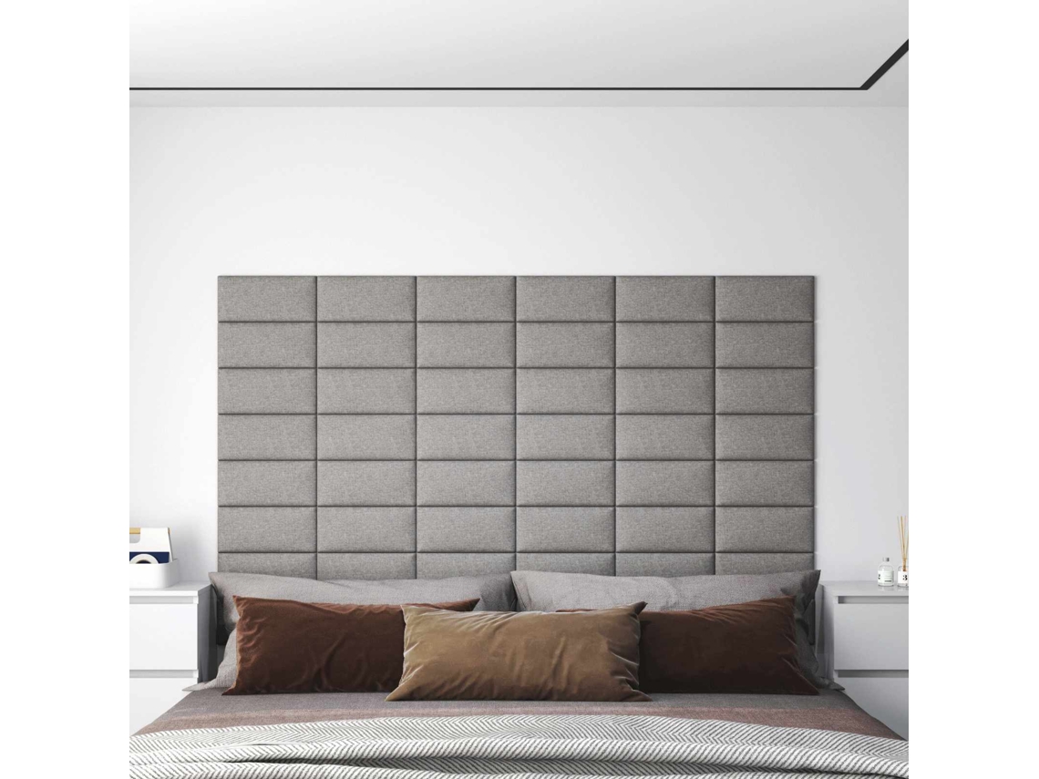 Vidaxl Cabeceira De Parede 12 Pcs 30 X 15 Cm Cinzento-claro Tecido