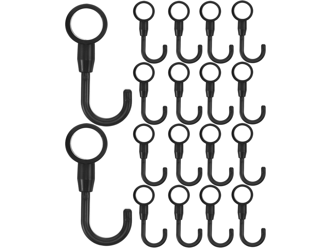 Conjunto de 100 Cabides Plástico Preto em Formato J com Furo 12 Mm. Design Compacto CHABERLU