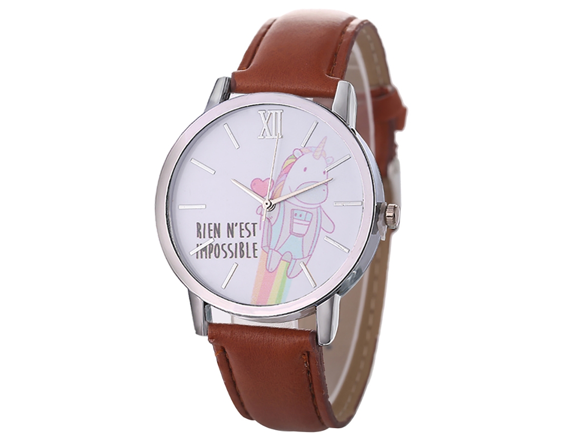 Reloj De Pulsera De Aleación Con Dial Redondo Analógico Para Parejas Café