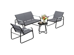 Conjunto Jardim 4 pessoas PONTO CASA, lounge 2 lugares, 2 sofás de corda, almofadas Osso