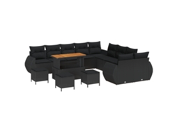 Conjunto 14 Móveis De Jardim Vidaxl Preto Vime Pe (110 X 55 X 71 Cm)
