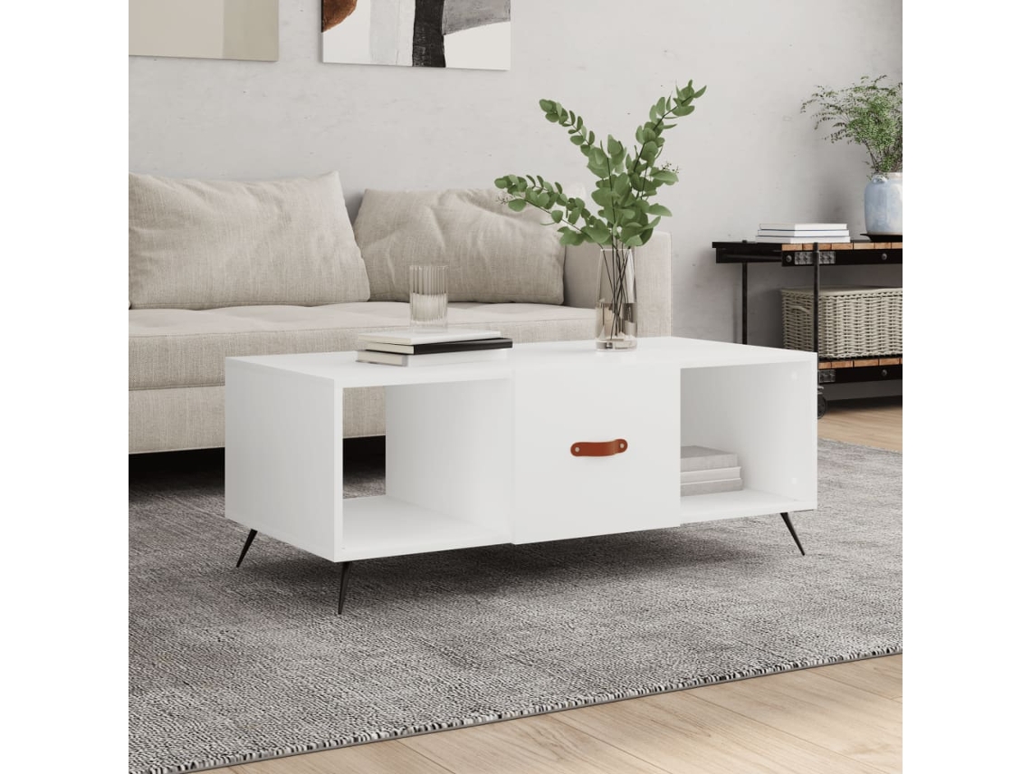 Vidaxl Mesa De Centro 102x50x40 Cm Madeira Processada Branco