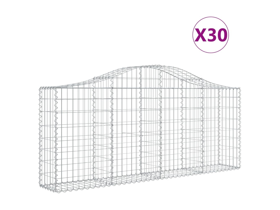 Gabion Basket, Gabion Baskets Vidaxl Prateado Ferro (200 X 30 X 80/100 Cm)