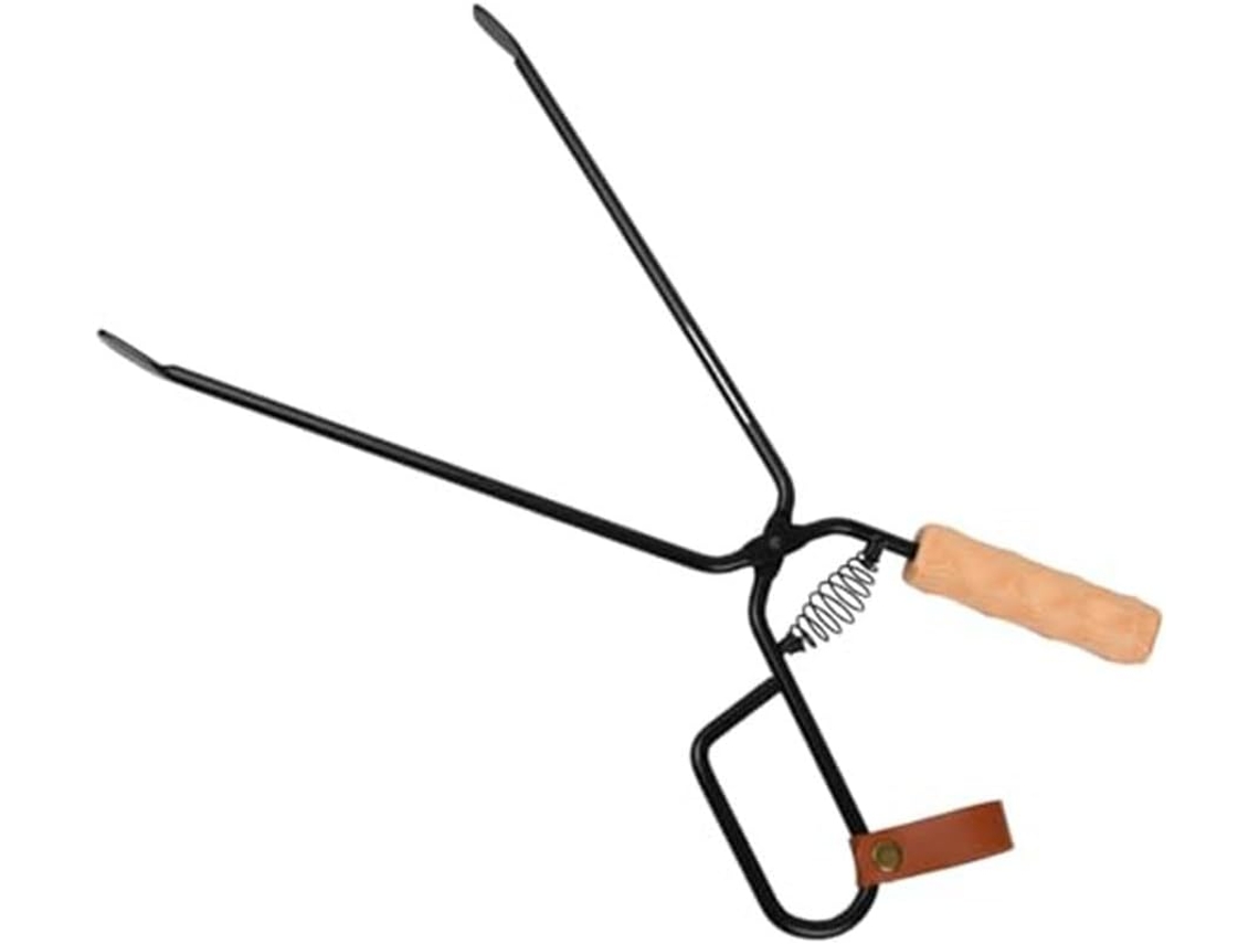 Pinça Para Fogo Facaiio Em Aço Carbono Com Cabo De Madeira, 8mm, Resistente, Para Churrascos, Camping, Portátil Com