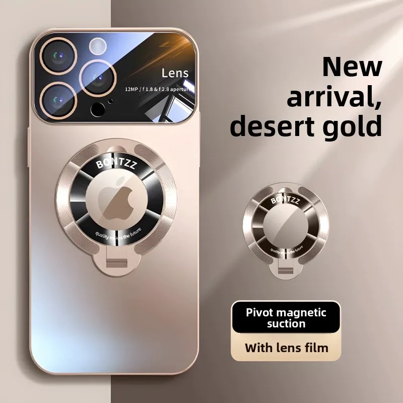 Capa Protetora Fosca Em Policarbonato Com Suporte (dourado Deserto Para Iphone 15 Plus), Compatível Com Magsafe.