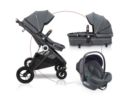 Carrinho De Bebé 3 In 1 Babygo Halime Air Grey (black Chassis)