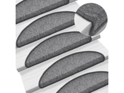 Vidaxl Tapetes De Escada 15 Peças 56x17x3 Cm Cinza Escuro Semicircular