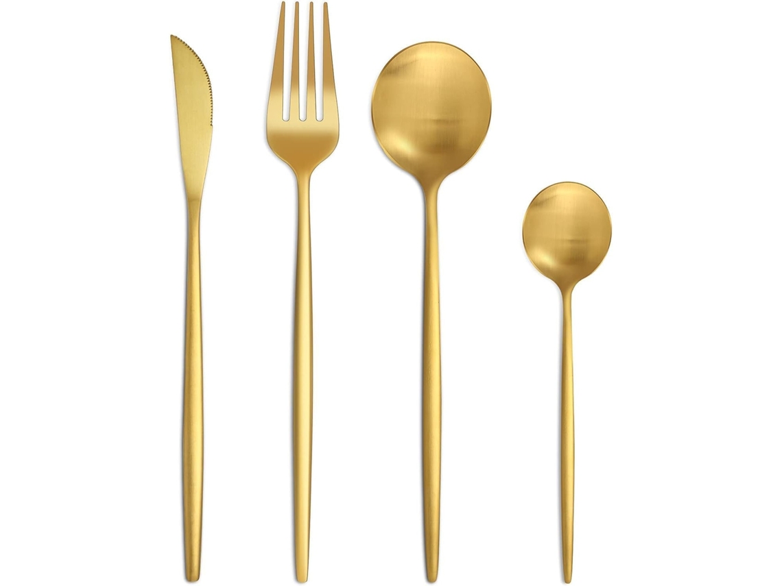 De 24 Peças 6 Pessoas Anti-corrosão Aço Inoxidável Brilho Dourado