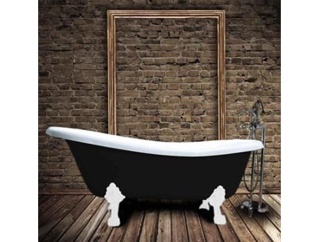 Banheira de Ferro Livingston Negra 170 Cm Pernas Brancas ROGIER & MOTHES
