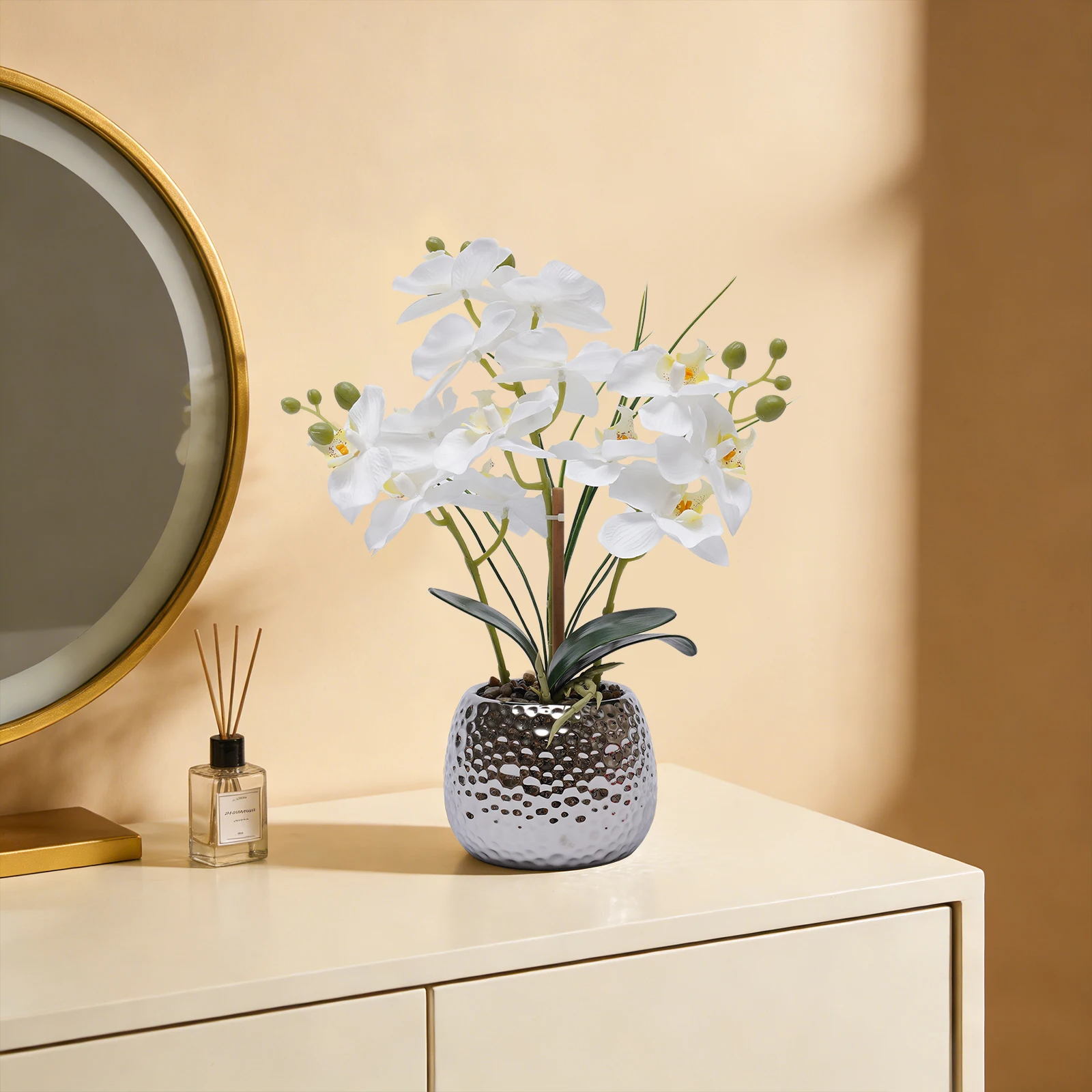 Orquídea Borboleta Em Vaso, Flores Artificiais, Planta Artificial Phalaenopsis Simulada Em Vaso Para Decoração De Casa E Escritório, 36* 39cm