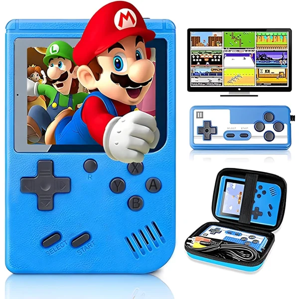 Console Portátil Retrô com 400 Títulos Clássicos, Tela de 3 Polegadas, Azul AQUAFORGE