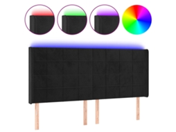Led Headboard, Led Headboards Vidaxl Preto Veludo (163 X 16 X 118/128 Cm)