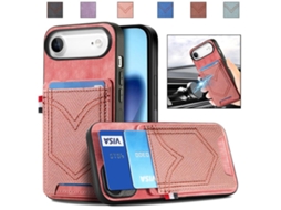 Capa Para Iphone 17 Air - Couro Com Textura De Jeans E Compartimentos Para Cartões