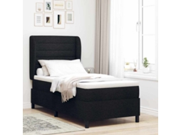 Vidaxl Cama Box Com Colchão Com Cabeceira Preto 80 X 200 Cm Tecido