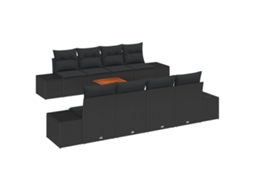Conjunto 9 Conjunto De Sofá De Jardim Vidaxl Preto Vime Pe (55 X 55 X 37 Cm)