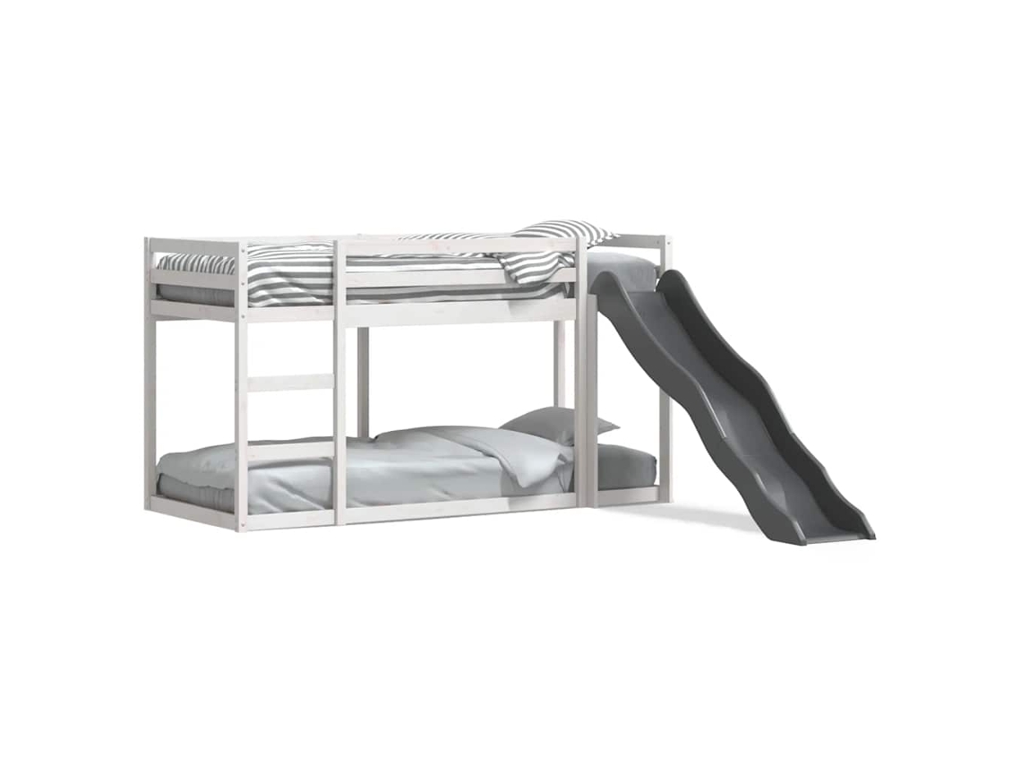 Beliche com Escorrega e Escada Pinho Maciço Branco MAISON EXCLUSIVE (90x200 cm)