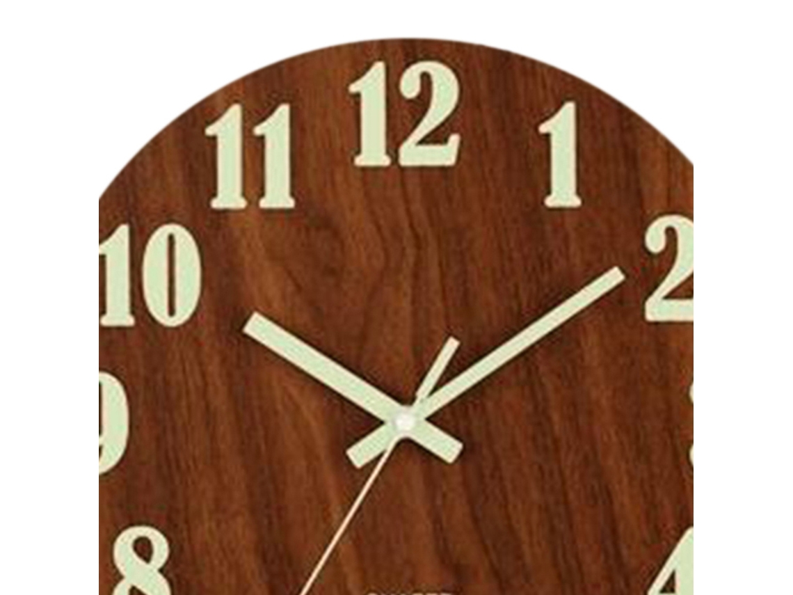 2026 reloj de Parede Redondo 12 Polegadas Silencioso com Números Luminosos Painel de Madeira de Ponteiro para Lar