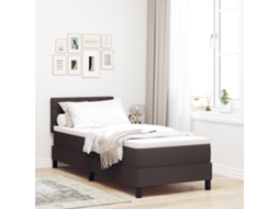 Cama Box Spring Com Colchão Led Castanho Escuro 80x200 Cm Tecido