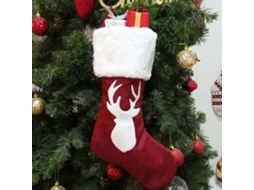 Laxiscreed Saco Natalício Em Linho Vermelho Com Bordado De Alce Para Presentes De Natal