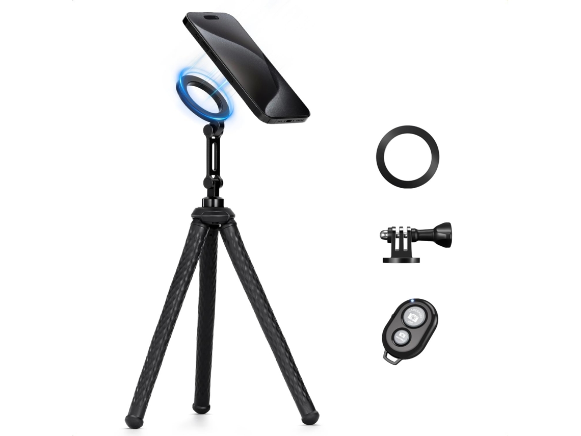 Lurelia Tripé Magnético Magnético, Bluetooth, Controlo Remoto, Rotação 360°, Ajustável, 30 Cm