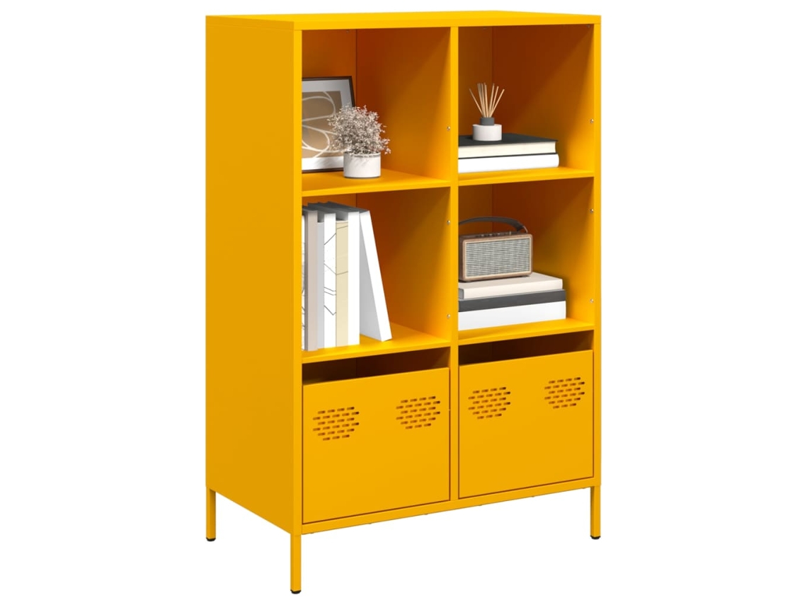 Vidaxl Móvel Alto 68x39x103,5 Cm Aço Amarelo Mostarda