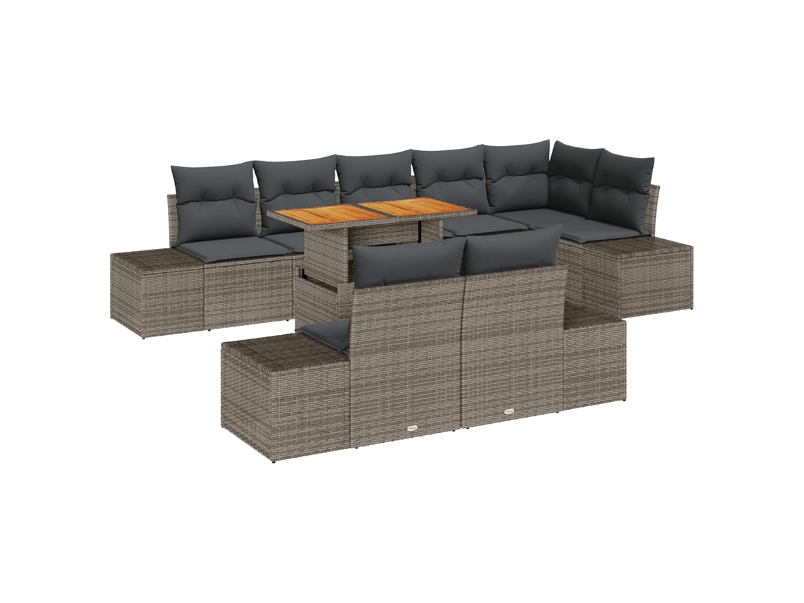 Conjunto 9 Conjunto De Sofá De Jardim Vidaxl Cinzento Vime Pe (100 X 55 X 73 Cm)