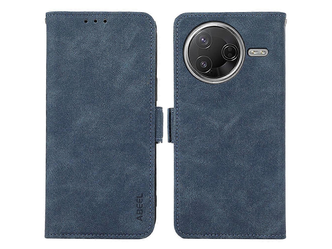 Capa De Couro Sintético Abeel Para Xiaomi Poco F7 Pro 5g F7 Ultra 5g Redmi K80 Pro 5g K80 5g Folio Stand View Com Bloqueio Rfid, Azul