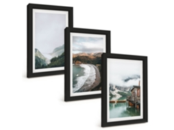Galeria De Pinturas Muraismontanhas, Praia, Nuvens, Água Moldura Preta Fotos Para O Escritório Espelharte (3 Peças 20x30 Cm)