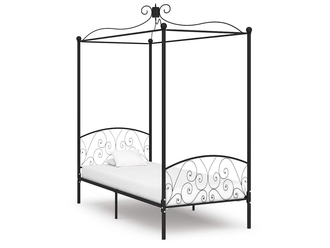 Vidaxl Estrutura De Cama Com Dossel Metal Preto 90x200 Cm