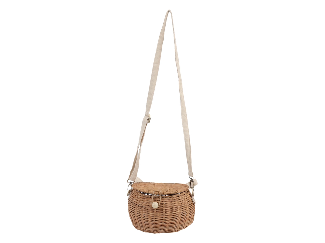 Bolsa de Rattan Redonda Tecida à Mão para Camping e Viagem S/MARCA