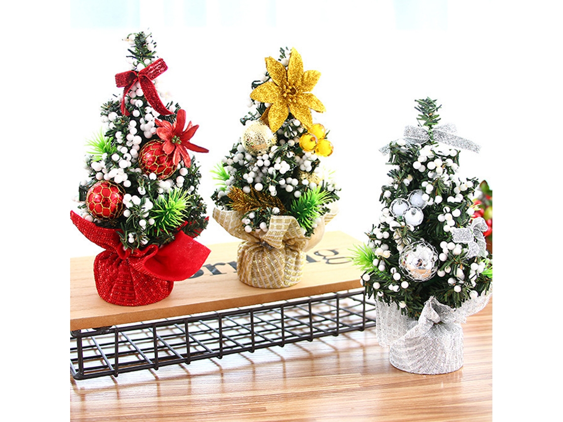 Mini Árvore De Natal (20cm Com Grânulos Dourados E Brancos) Eoocoo