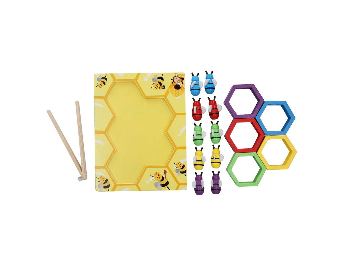 Brinquedo Educativo De Abelha De Madeira Para Bebê: Jogo De Correspondência Com Clip Colmeia