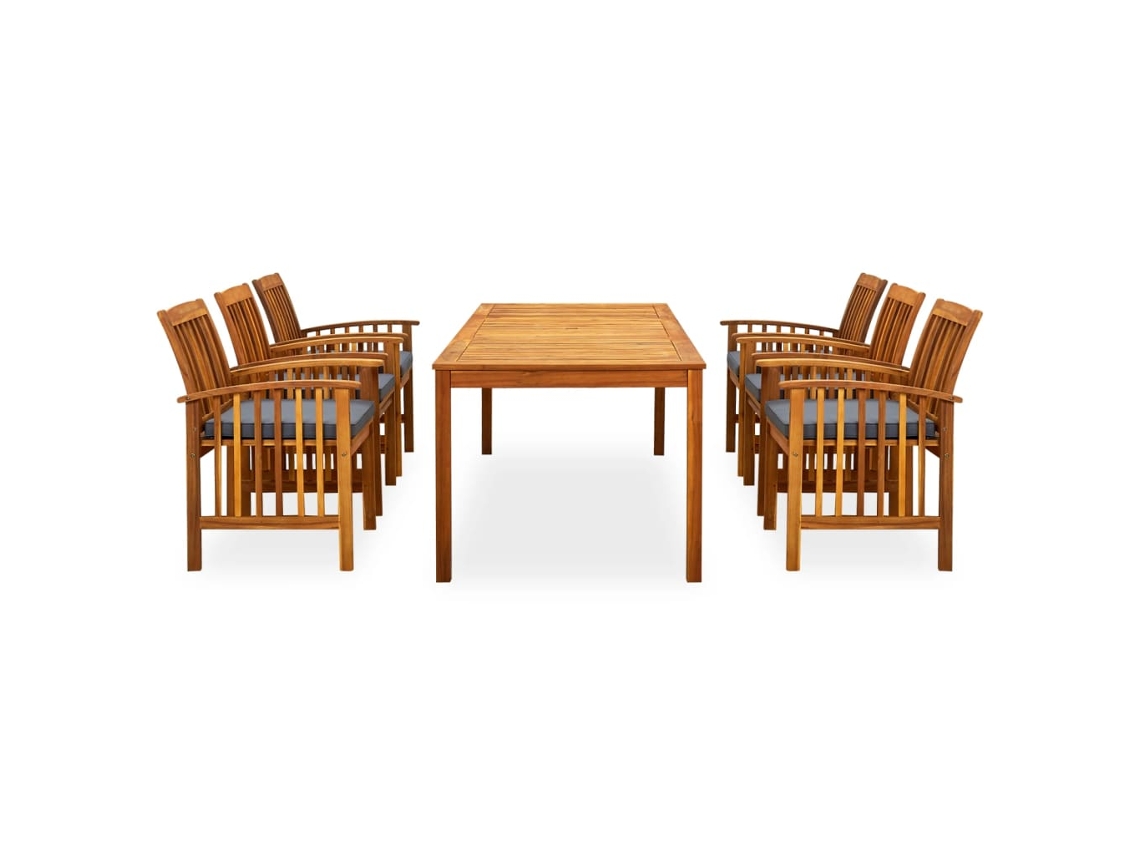 Maison Exclusive - 7 Pcs Conjunto De Jantar P/ Jardim C/ Almofadões Acácia Maciça