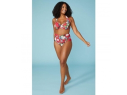 2026 top de Bikini Floral para Mujer Sin Remate, Cuello Halter, Cierre Hebilla Y Cordón, Estilo Balcón