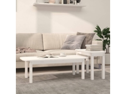 Vidaxl 2 Pcs Conjunto De Mesas De Centro Pinho Maciço Branco